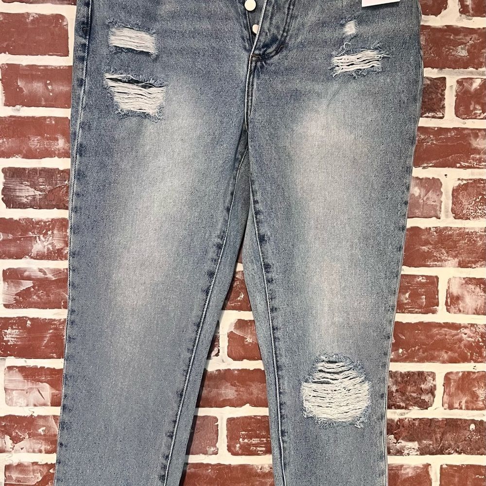 Sam Edelman Distressed Blue Straight Leg Jeans